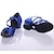 abordables Zapatos de baile latino-Mujer Zapatos de Baile Latino Salón Básico Sandalia Tacón Bajo Hebilla Niños Leopardo Negro Azul Real / Ante / Satén