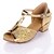 cheap Latin Shoes-Women&#039;s Latin Shoes Ballroom Shoes Sandal Low Heel Silver Gold Buckle Kid&#039;s / Suede / EU39