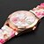 voordelige Trendy Horloge-Dames Modieus horloge Silicone Band Bloem Roze