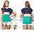 preiswerte Blusen und Hemden für Damen-Patchwork Bluse,Quadratischer Ausschnitt Sommer Kurzarm Polyester Dünn