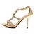 preiswerte Damensandalen-Damen Schuhe Kunstleder Frühling Sommer Herbst T-Riemen Stöckelabsatz Strass Für Kleid Party &amp; Festivität Gold