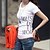 cheap Women&#039;s Tops-Women&#039;s Letters Round Collar Short Sleeve T-shirt