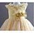 billiga Brudnäbbsklänningar-A-line Princess V-ringad Tea-längd Satin Och Sequined Flower Girl Dress Flower