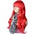 cheap Synthetic Trendy Wigs-Red Party Capless High Quality Long Big Wave Synthetic Wig Side Bang