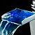 billige Vandfald Vandhaner-Håndvasken vandhane - Vandfald / LED Krom Centersat Et Hul / Enkelt håndtag Et HulBath Taps