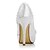 cheap Women&#039;s Heels-Women&#039;s Spring Summer Fall Winter Platform Satin Wedding Stiletto Heel Applique Satin Flower Ruffles Ivory