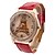 cheap Women&#039;s Watches-Mulan PU Leather Women Dress Watch with Rhinestone-5 (Red)