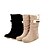 cheap Women&#039;s Boots-Women&#039;s Suede Fall / Winter Wedge Heel 25.4-30.48 cm / Mid-Calf Boots Buckle Almond / Black