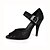 cheap Latin Shoes-Women&#039;s Ballroom Shoes / Salsa Shoes Sparkling Glitter Sandal Customized Heel Customizable Dance Shoes Black