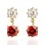 cheap Earrings-Women&#039;s Delicacy Double Flower With Zircon Stud Earrings ERZ0292-J-R