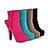 cheap Women&#039;s Boots-Women&#039;s Spring Fall Winter Platform Fashion Boots Dress Stiletto Heel Platform Bowknot Zipper Black Blue Brown Red
