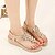 cheap Women&#039;s Sandals-Women&#039;s Summer T-Strap Leatherette Casual Flat Heel Rhinestone Purple Beige