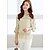 cheap Women&#039;s Blouses &amp; Shirts-Women&#039;s Polka Dot Black/Beige Blouse , Round Neck Long Sleeve Lace