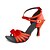 cheap Dance Shoes-Women&#039;s Latin Shoes Satin Buckle Sandal Bowknot / Sparkling Glitter / Buckle Customized Heel Customizable Dance Shoes Black / Red / Silver