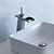 cheap Waterfall Faucets-Bathroom Sink Faucet - Waterfall / LED Chrome Widespread One Hole / Single Handle One Hole