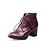 abordables Botas de mujer-Mujer Zapatos Semicuero Primavera Otoño Invierno Tacón Cuadrado Botines/Hasta el Tobillo Con Cordón Para Casual Negro Rojo Marrón