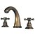 billige Armaturer til badeværelset-Håndvasken vandhane - Udbredt Antik Messing Udspredt Tre Huller / To Håndtag tre hullerBath Taps