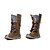 baratos Botas de mulher-Mulheres Salto Baixo Cadarço Courino 20.32-25.4 cm Conforto / Coturnos Outono / Inverno Bronzeado / Marrom / Preto