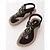 cheap Women&#039;s Sandals-Women&#039;s Summer T-Strap Leatherette Casual Flat Heel Rhinestone Black Brown