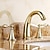 billige Flerhulls-Brass Bathroom Sink Faucet,Widespread Two Handles Three Holes Bathroom Faucet with Valve and Hot/Cold Switch