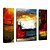 cheap Abstract Paintings-Oil Painting Hand Painted Abstract Classic Stretched Canvas / Three Panels With Stretched Frame