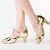 abordables Zapatos de baile-Mujer Latino Salón Semicuero Sandalia Purpurina Hebilla Tacón Cuadrado Plata Oro No Personalizables