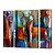 cheap Still Life Paintings-Oil Painting Hand Painted Horizontal Abstract Stretched Canvas / Three Panels