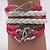 cheap Bracelets-Women&#039;s Charm Bracelet Leather Bracelet Layered Friends Heart Love Personalized Unique Design Fashion Inspirational Initial Leather Bracelet Jewelry Red For Christmas Gifts Wedding Casual Daily Sports