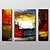 cheap Abstract Paintings-Oil Painting Hand Painted Abstract Classic Stretched Canvas / Three Panels With Stretched Frame