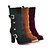 cheap Women&#039;s Boots-Women&#039;s Shoes Leatherette Spring Fall Winter Chunky Heel Mid-Calf Boots With For Casual Brown Green Purple