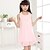 baratos Vestidos Casuais-Infantil Pouco Para Meninas Vestido Sólido Melancia Rosa claro Sem Manga Floral Vestidos Verão Solto