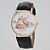 お買い得  レディース腕時計-女性のファッションスタイルの花のパターンPUバンドクォーツ腕時計(アソートカラー)