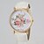 お買い得  レディース腕時計-女性のファッションスタイルの花のパターンPUバンドクォーツ腕時計(アソートカラー)