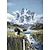 זול וילונות והצללה-צל הרים הר שלג ריאליסטי בסגנון ציור שמן