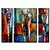 billige Stillebensmalerier-Hang-Painted Oliemaleri Hånd malede Horisontal Abstrakt Omfatter indre ramme / Tre Paneler