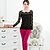 voordelige Damesblouses en -shirts-Vrouwen Effen Blouse Ronde hals,Lange mouw,Kant