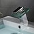 levne Klasické-led koupelnová umyvadlová baterie, mosazný vodopád 3barevná skleněná výlevka s regulovanou teplotou v moderním stylu chromovaná povrchová úprava s jedním držadlem s jedním otvorem se spínačem teplé a