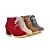 cheap Women&#039;s Boots-Women&#039;s Shoes Spring Fall Winter Chunky Heel Booties/Ankle Boots Lace-up For Dress Grey Red Brown Beige