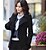 levne Dámské kabáty a trenčkoty-Women&#039;s Elegant Puff Sleeve Bow Belt Slim Coat