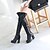 cheap Women&#039;s Boots-Women&#039;s Spring Fall Winter Leatherette Dress Chunky Heel Black Red White
