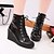 お買い得  レディースシューズ-Women&#039;s Shoes Round Toe Wedge Heel Ankle Boots with Lace-up More Colors Available