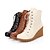 お買い得  レディースシューズ-Women&#039;s Shoes Round Toe Wedge Heel Ankle Boots with Lace-up More Colors Available