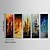 cheap Oil Paintings-Oil Painting Hand Painted - Landscape Canvas Five Panels