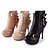 ieftine Ghete de Damă-Women&#039;s Leatherette Spring Fall Winter Dress Split Joint Stiletto Heel Platform Almond Black Beige 4in-4 3/4in