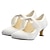 abordables Chaussures de mariée-Femme Chaussures de mariage Sandales à lacets Sandales à lanières Mariage Talons de mariage Chaussures de mariée Chaussures de demoiselle d&#039;honneur Eté Ruban Dentelle Talon bloc Bout rond Classique