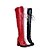 cheap Women&#039;s Boots-Women&#039;s Spring Fall Winter Leatherette Dress Chunky Heel Black Red White