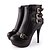 ieftine Ghete de Damă-Women&#039;s Leatherette Spring Fall Winter Dress Split Joint Stiletto Heel Platform Almond Black Beige 4in-4 3/4in