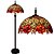 cheap Lights &amp; Lighting-Tiffany Style Reading Floor Lamp Stained Glass with Double Rose Lampshade in 63 Inch Tall Antique Arched Base for Bedroom Living Room Table Set