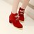 cheap Women&#039;s Boots-Women&#039;s Shoes Spring Fall Winter Chunky Heel Booties/Ankle Boots Lace-up For Dress Grey Red Brown Beige