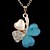 cheap Necklaces-Fashionable Women&#039;s Colver-Shaped Alloy Inlay Rhinestone Opal Pendant(1Pc)(More Colors)